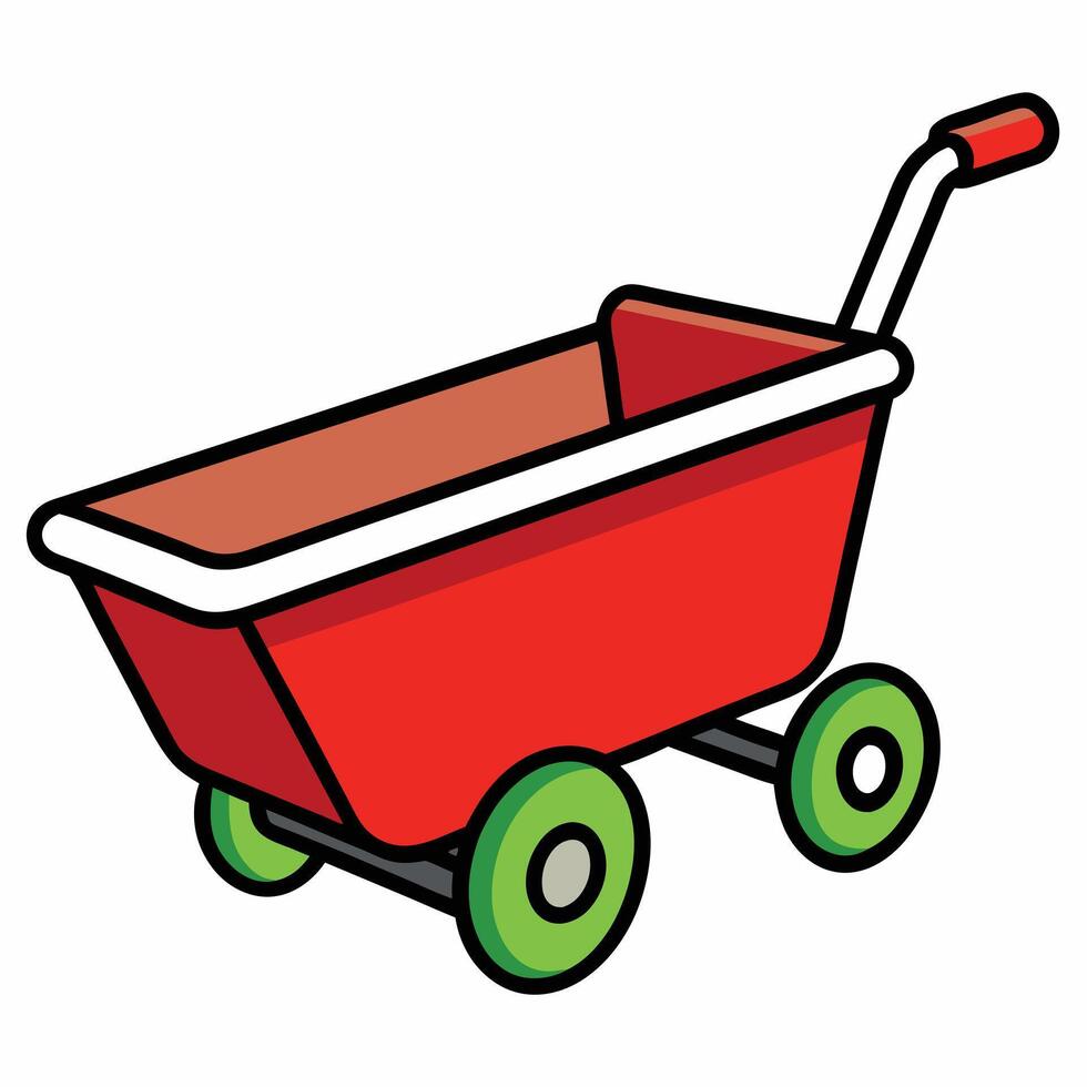 A Red Toy Wagon with Green Wheels a Childrens Plaything vector