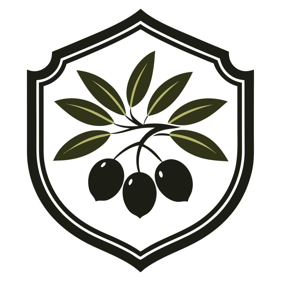 Olive Branch Emblem on a Classic Shield Shape vector
