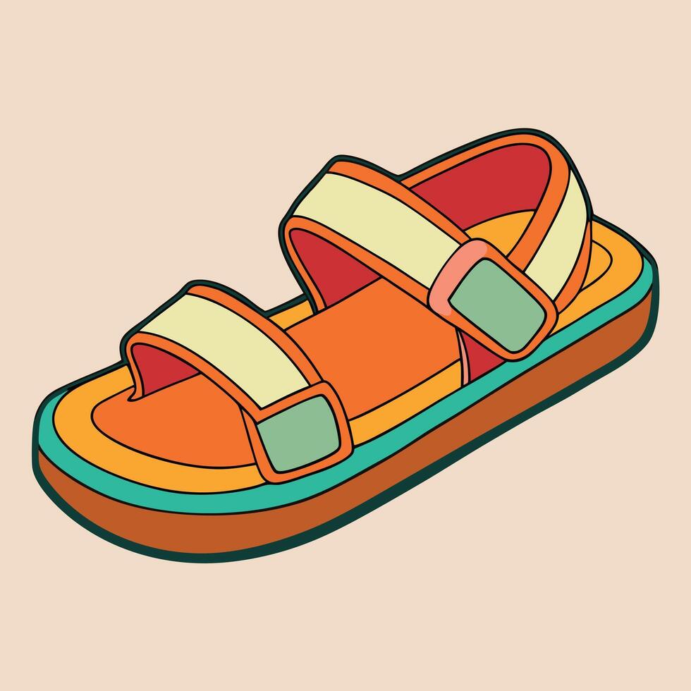 Stylish Orange Summer Sandals with Adjustable Straps Perfect for Beach Vacation vector
