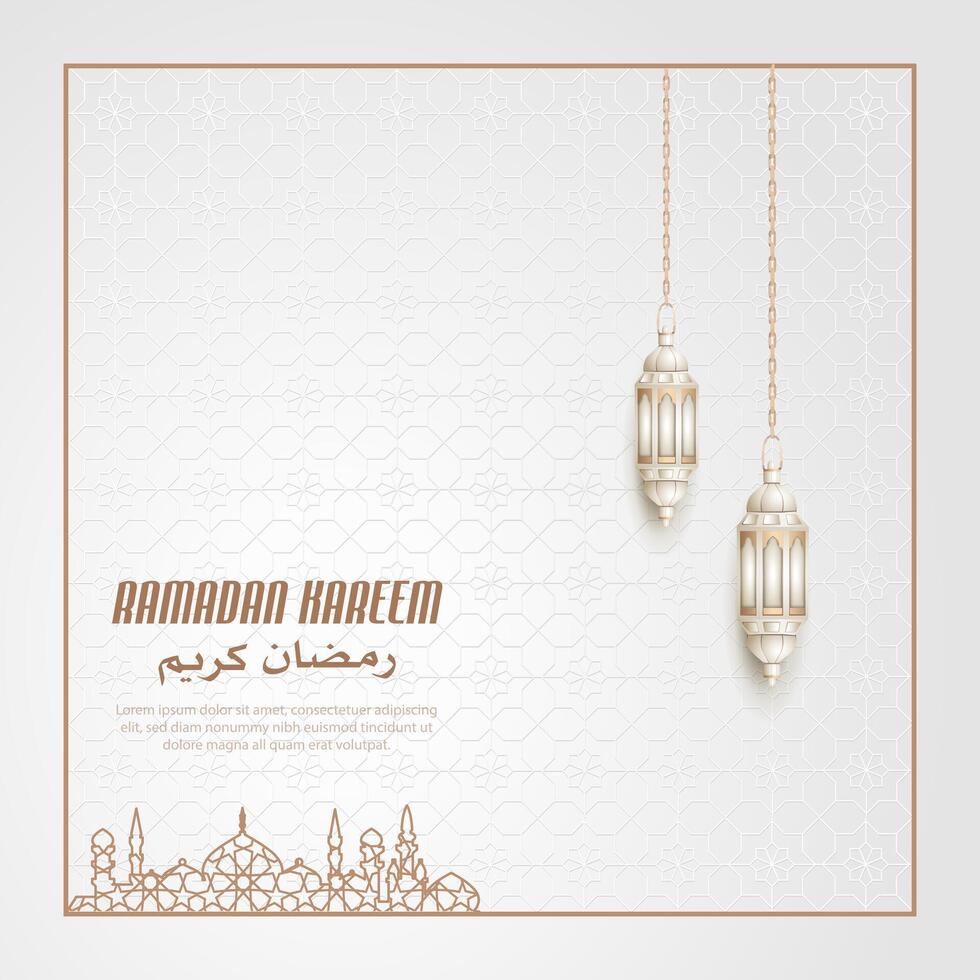 islamic greeting card with lanterns vector