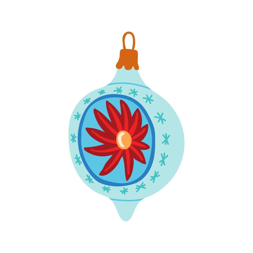 Retro icicle, ornament fir tree toy.Vintage Christmas bauble ornament . Xmas holiday decor vector