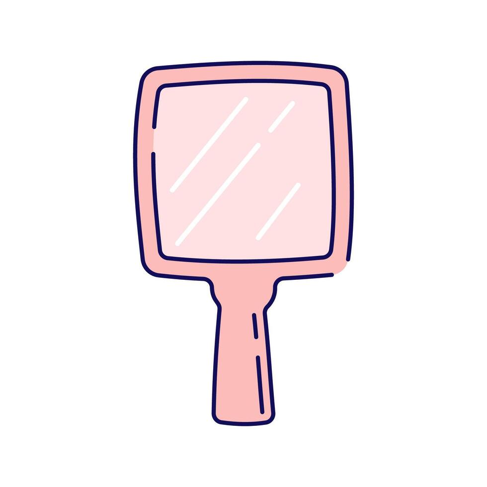 Hand Mirror. A small handheld mirror for grooming. vector