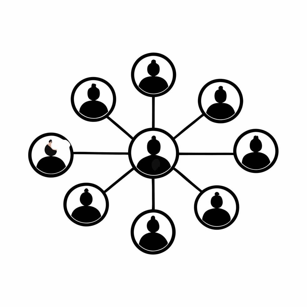 Abstract digital art depicting silhouettes of people connecting in a business network with soft bokeh lights concept as A digital artwork featuring silhouettes of individuals inter Square Square vector