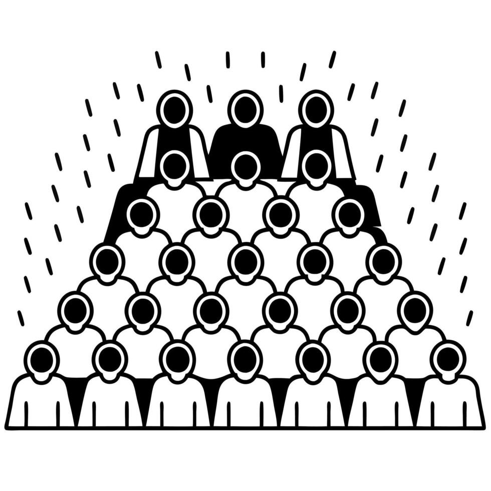 Abstract Community Figures Climbing a Graph concept as Silhouetted community figures climb an ascending graph with bokeh effects symbolizing growth through compromise in ESG negoti Square Square vector