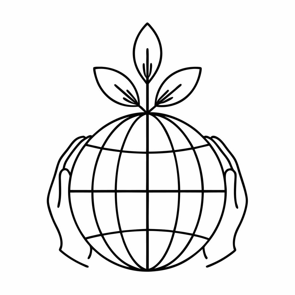 Abstract Hands Holding Globe with Plants concept as Soft abstract hands hold a glowing globe sprouting plants amid bokeh effects symbolizing community growth achieved through compr Square Square vector