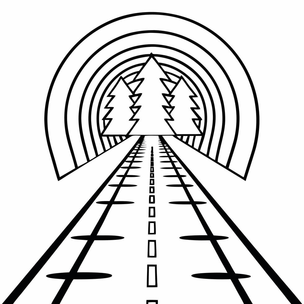 Abstract Road Leading to a Tree concept as A soft abstract road with bokeh effects leads to a glowing tree symbolizing the journey of growth through community and compromise in ESG Square Square vector