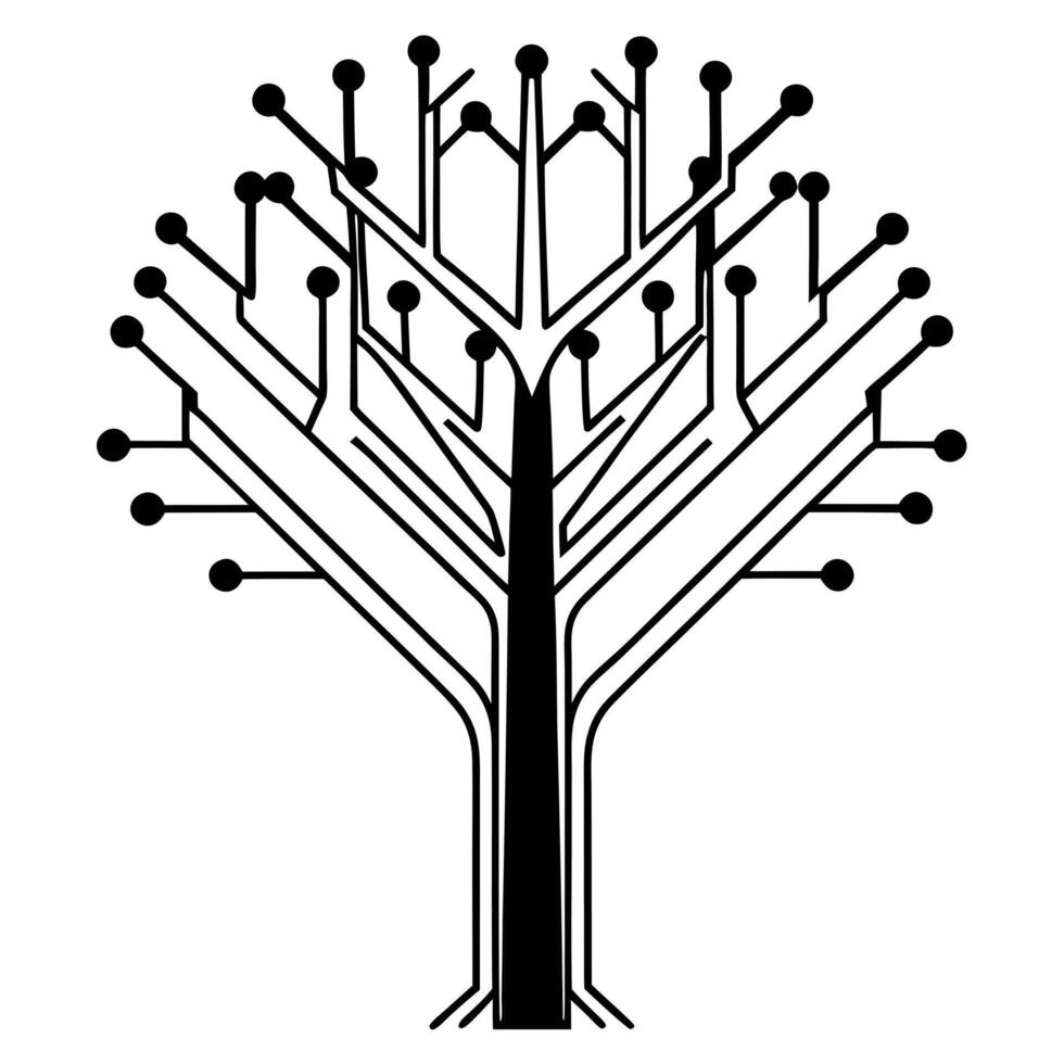 Abstract Technology Tree with Bokeh Effects concept as A tree made of circuit lines with bokeh lights symbolizes the fusion of innovation and sustainability The camera zooms in on Square Square vector