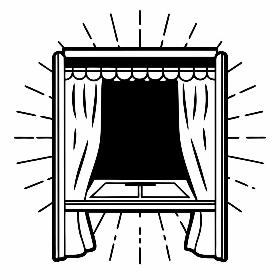 Antigravity voting booth with flying ballot curtain concept as Close up of a voting booth defying gravity with its curtain flying open to reveal a glowing ballot inside Camera slo Square Square vector