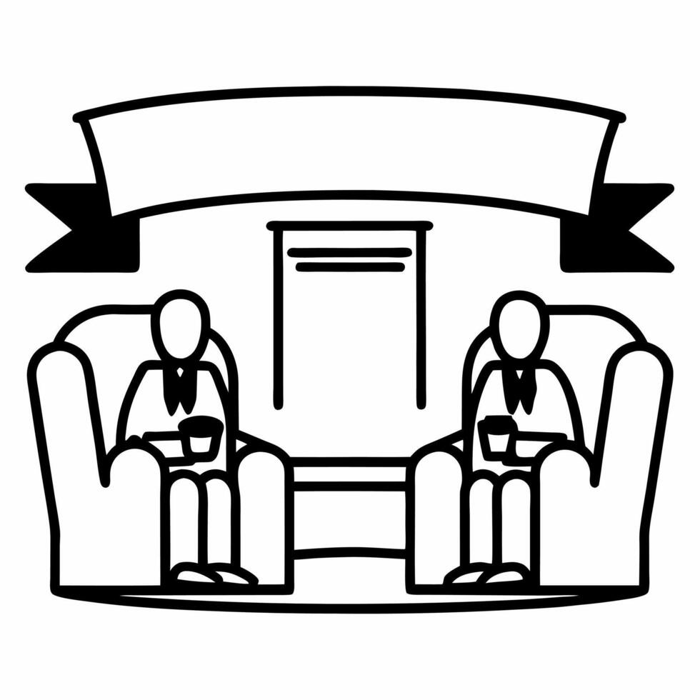 Business partners sharing a candid discussion over coffee in a lobby concept as A candid shot of business partners deeply engaged in conversation over coffee in a lobby area The i Square Square vector