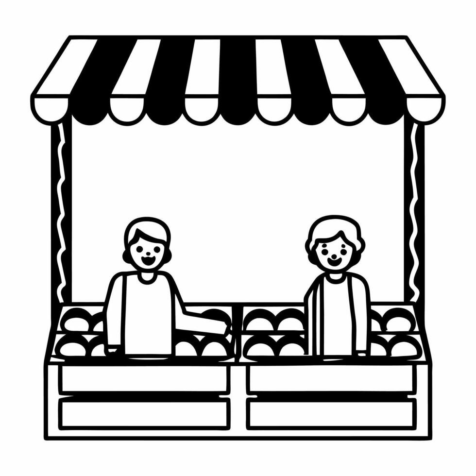 Candid Market Transaction concept as A candid capture of a vendor and buyer exchanging goods at a market stall set against a clean white background The camera pans slightly to the Square Square vector