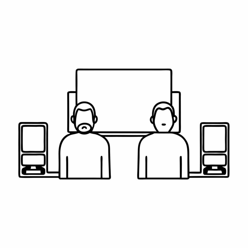 Candid Tech Store Inquiry concept as A candid shot of a customer discussing a product with a store assistant in a tech shop set against a white background The camera captures from Square Square vector