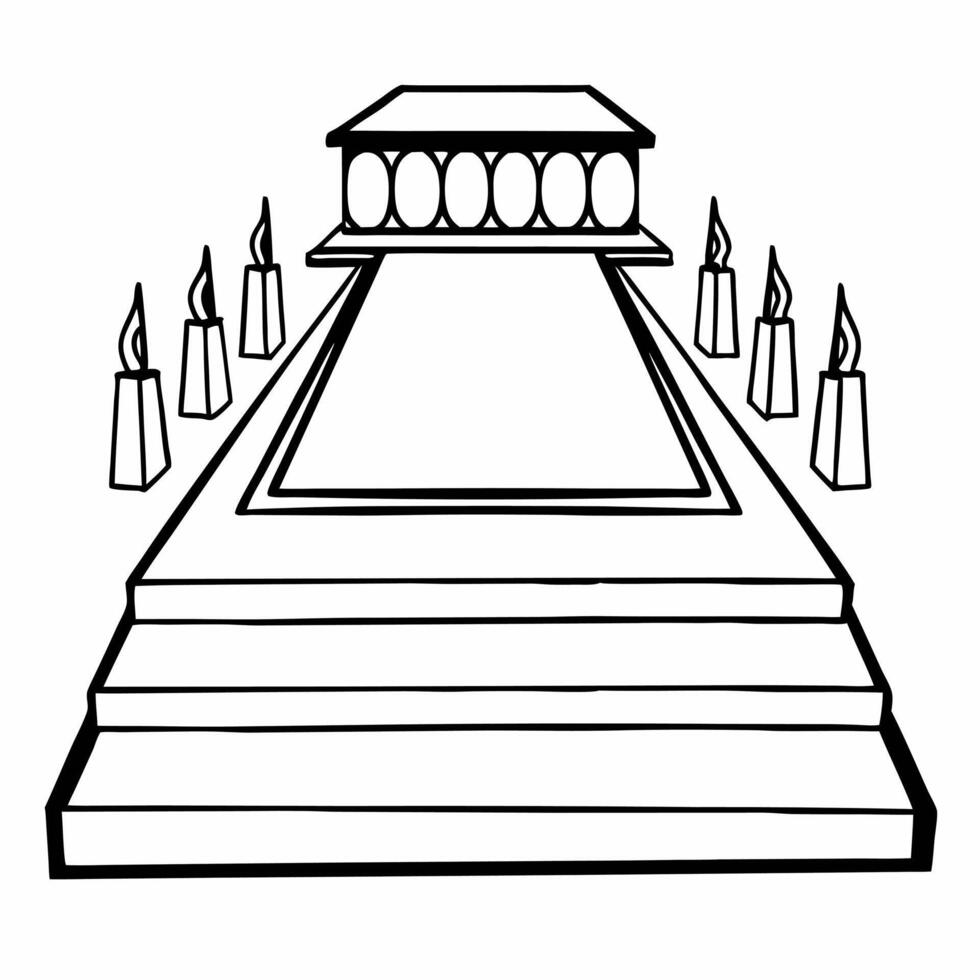 Candle flame outline podium concept as Wide shot of a podium covered in simple white candle flame outlines Camera slowly zooms in on the flames suggesting inner light Symbolizes Square Square vector