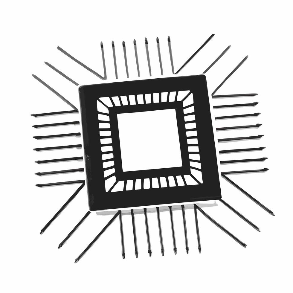 Close up of a glowing microchip with financial graphs reflected on its surface concept as Macro shot focusing on a futuristic microchip emitting a soft glow with holographic financ Square Square vector