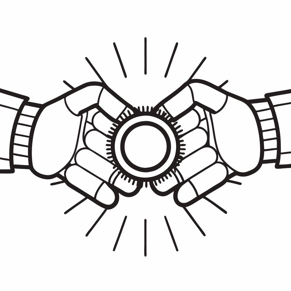 Close up of robotic hands exchanging a glowing digital coin symbolizing financial responsibility concept as A detailed macro shot of two robotic hands exchanging a glowing digital Square Square vector