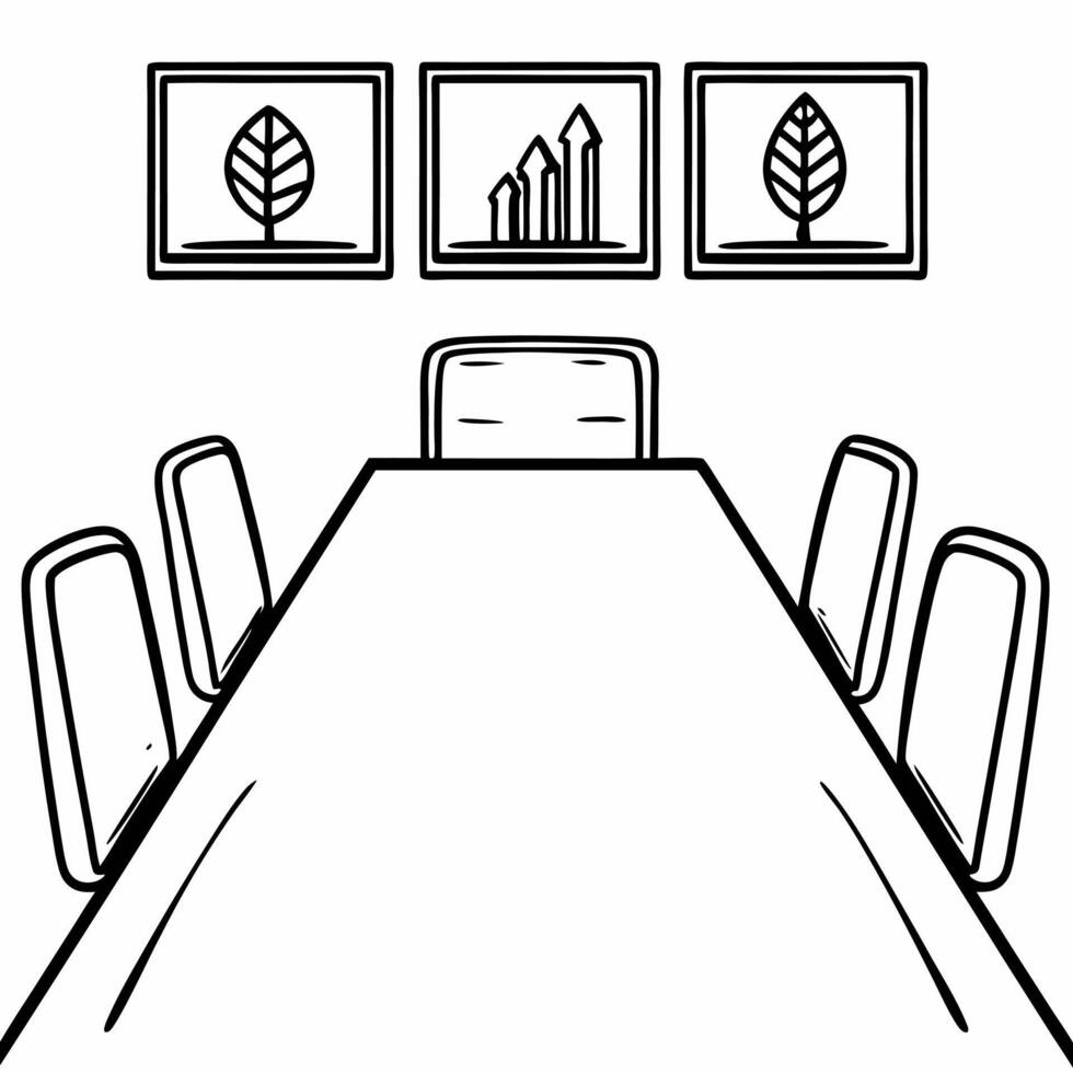 Conference Table with Holographic Chart and Leaf concept as A conference table on a glossy white floor has two holographic icons hovering above a rising chart and a green leaf symb Square Square vector