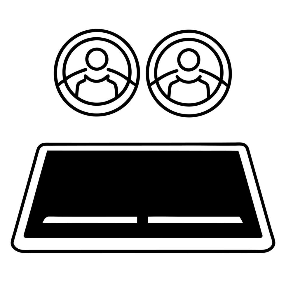 Credit Card with Holographic Bridge and Community concept as A credit card lies flat on a glossy white surface with two holographic icons above a bridge symbolizing compromise and Square Square vector