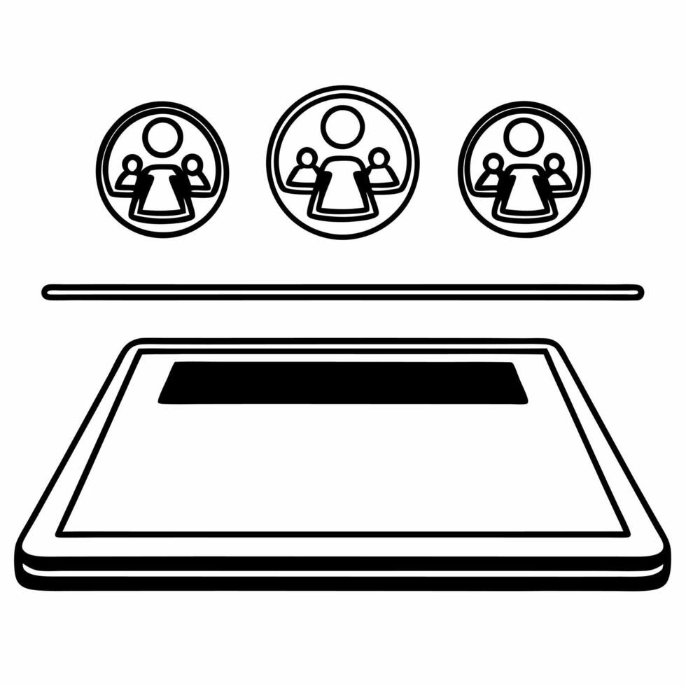 Credit Card with Holographic Scale and Community concept as A credit card lies flat on a glossy white surface with two holographic icons above a balanced scale symbolizing compromi Square Square vector