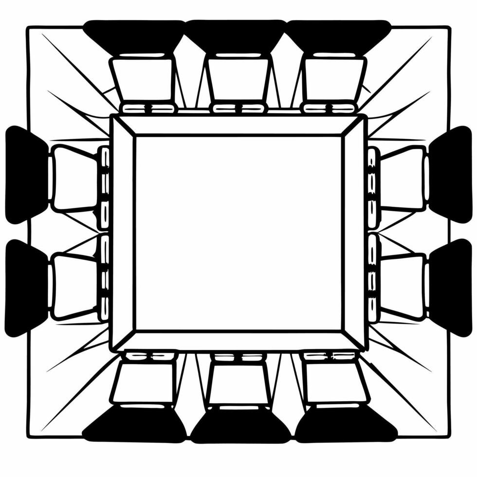 Debate stage frame with policy word clouds concept as Wide shot of a frame formed by debate stage elements with policy word clouds floating in the center Camera slowly pans across Square Square vector