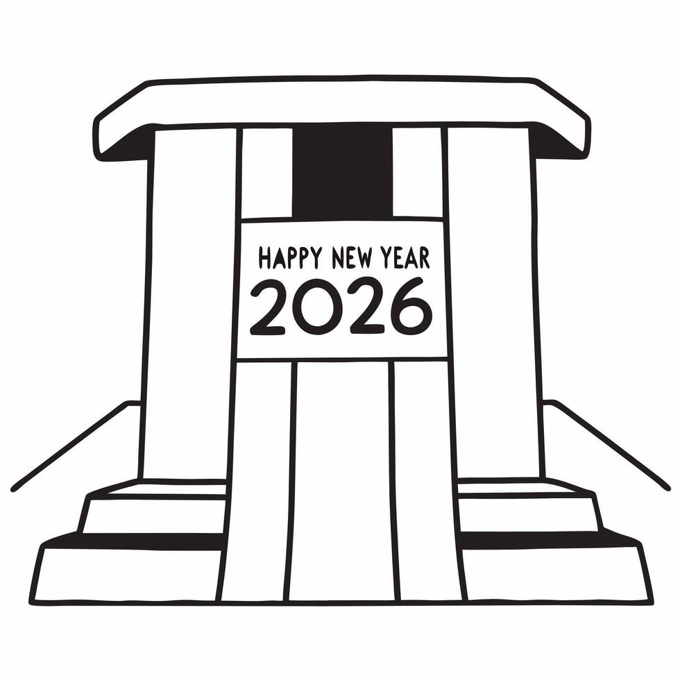 Elegant Ribbon Podium concept as An elegant podium adorned with ribbons featuring the text Happy New Year 2026 The isolated white background highlights the podiums beauty creating Square Square vector