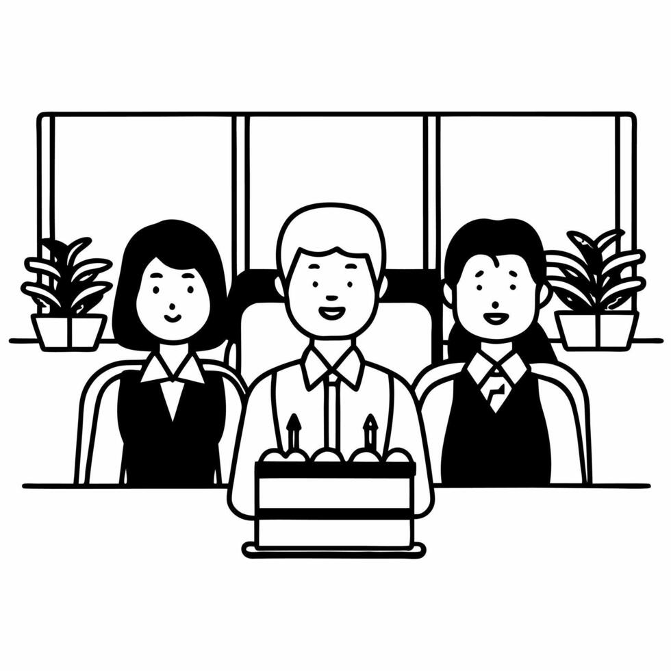 Employees candidly celebrating a colleagues birthday in the office concept as A candid image capturing employees surprising a colleague with a birthday celebration at work The joy Square Square vector