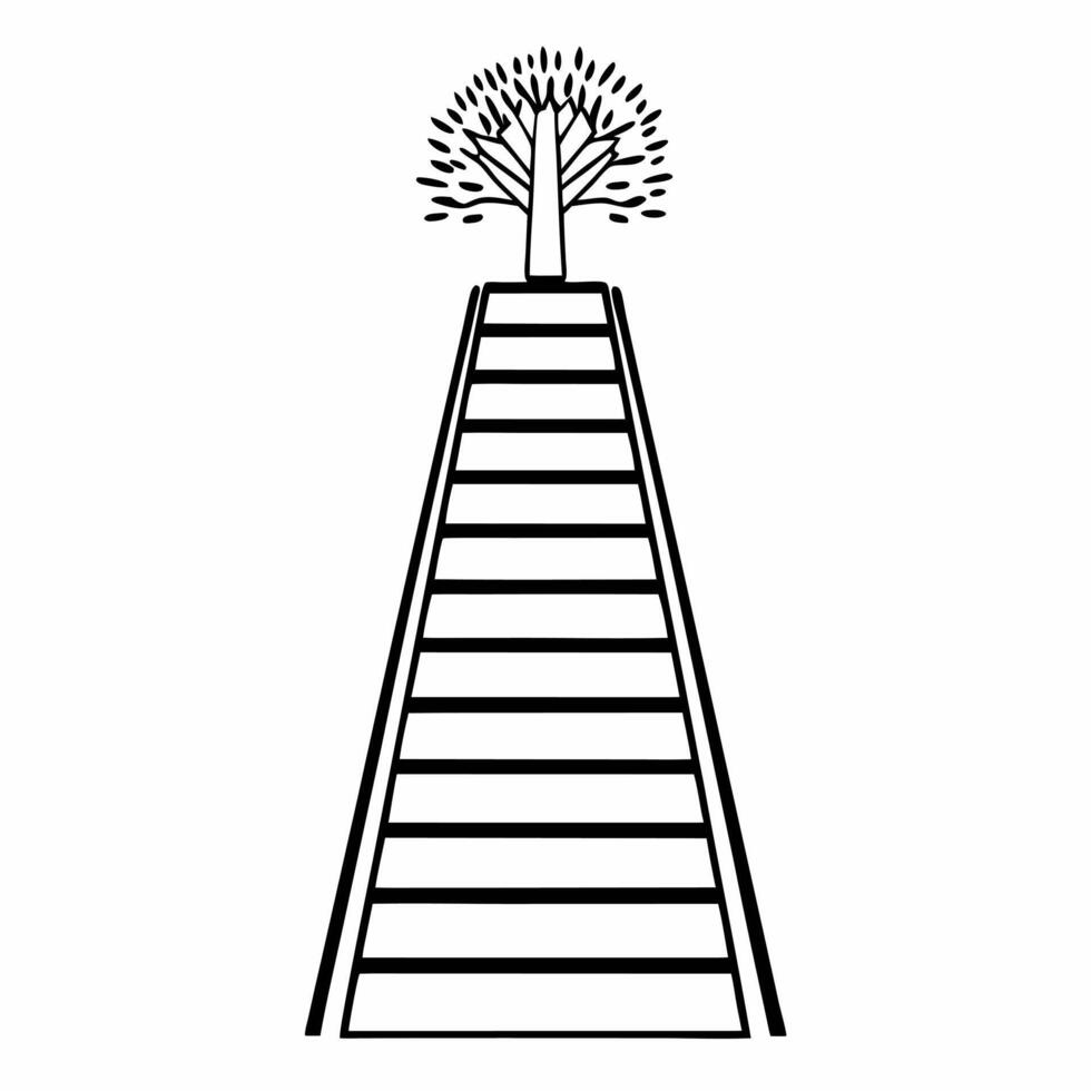 Flat Abstract Ladder Reaching Toward a Tree concept as A soft abstract ladder with bokeh effects reaches toward a glowing tree symbolizing growth through community and compromise i Square Square vector