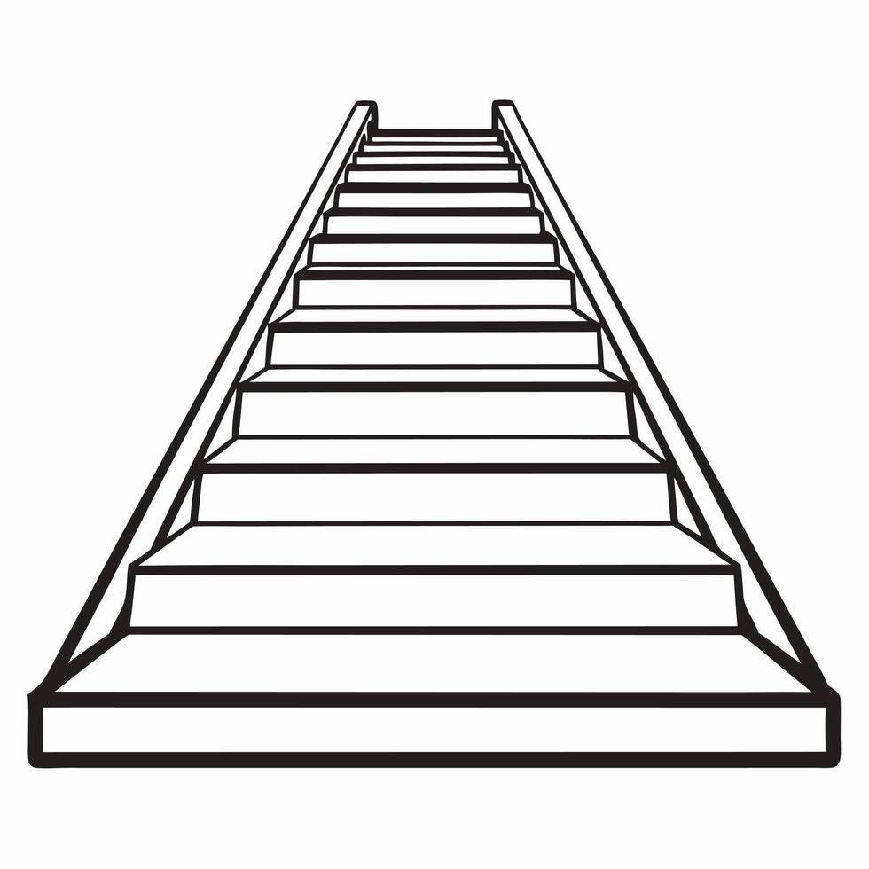 Flat Ascending white staircase concept as Wide shot of a white staircase ascending into space Camera slowly tracks upward along the stairs symbolizing personal growth and progress Square Square vector