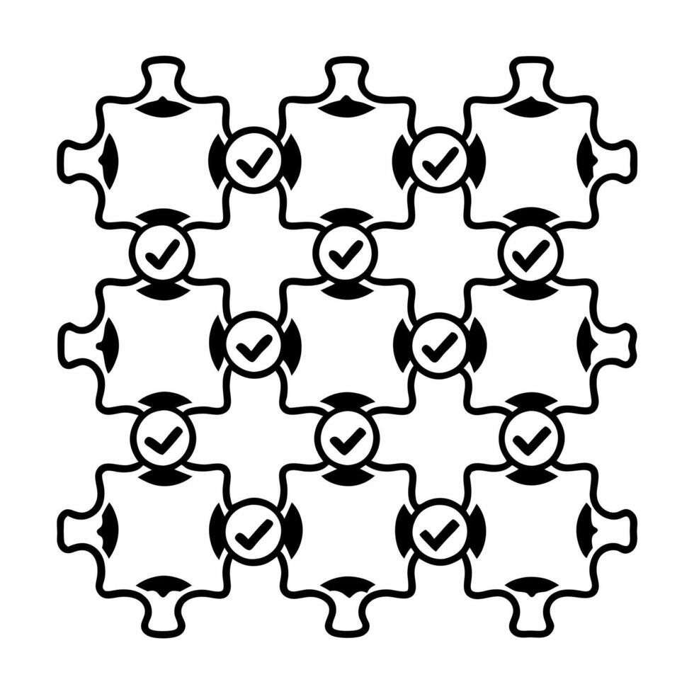 Flat Ballot integrity puzzle tiles concept as Cartoon style puzzle pieces with ballot integrity symbols forming an interlocking pattern Camera moves across the pattern revealing h Square Square vector