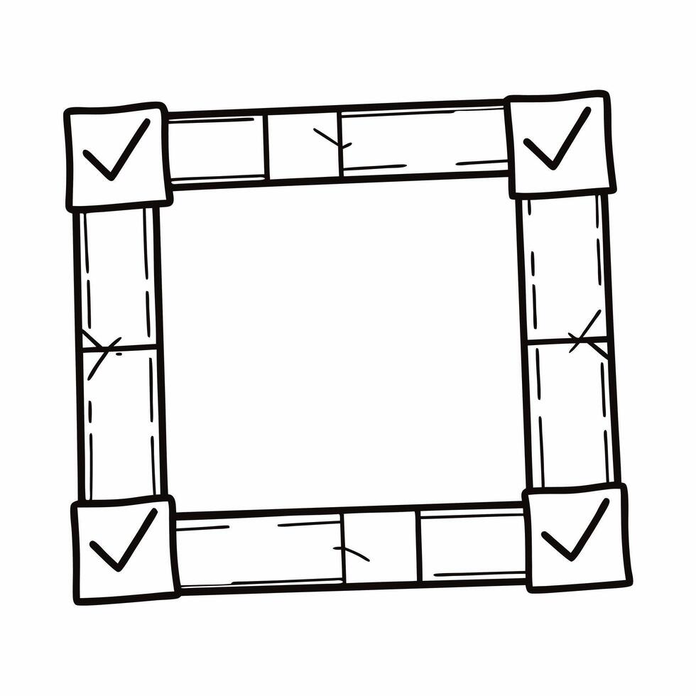 Flat Ballot paper frame with check marks concept as Medium shot of a frame made from folded ballot papers with check marks appearing in boxes Camera zooms in on individual check m Square Square vector