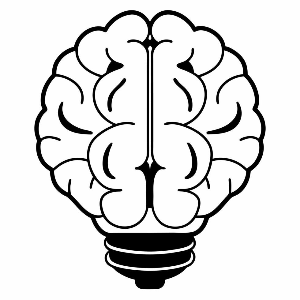 Flat Brain lightbulb idea concept as illustration of a white brain merged with a lightbulb Camera slowly rotates around the image revealing intricate neural connections lig Square Square vector