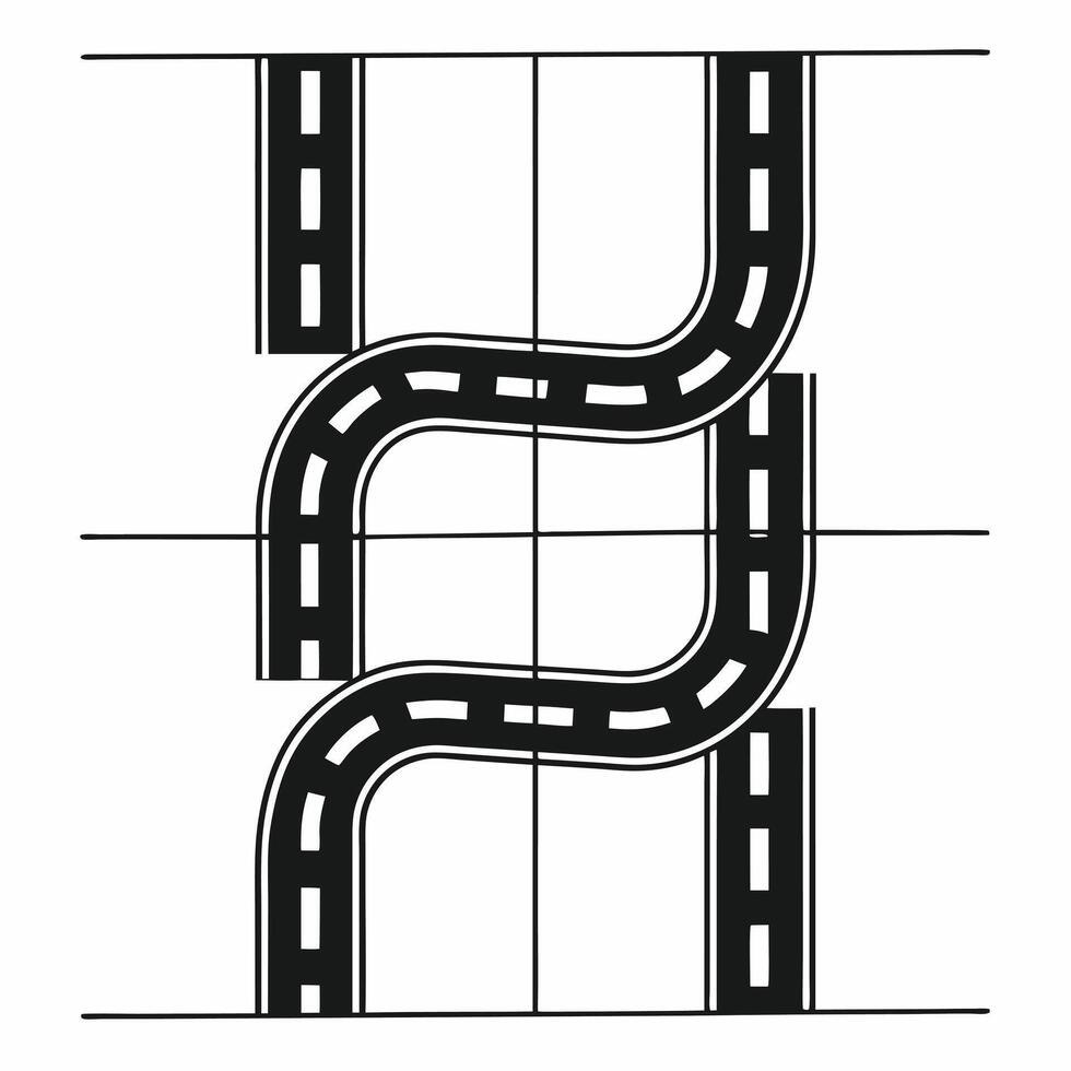Flat Campaign timeline roadmap concept as Illustration of a winding road representing a campaign timeline with milestone markers Camera follows the roads path highlighting key eve Square Square vector