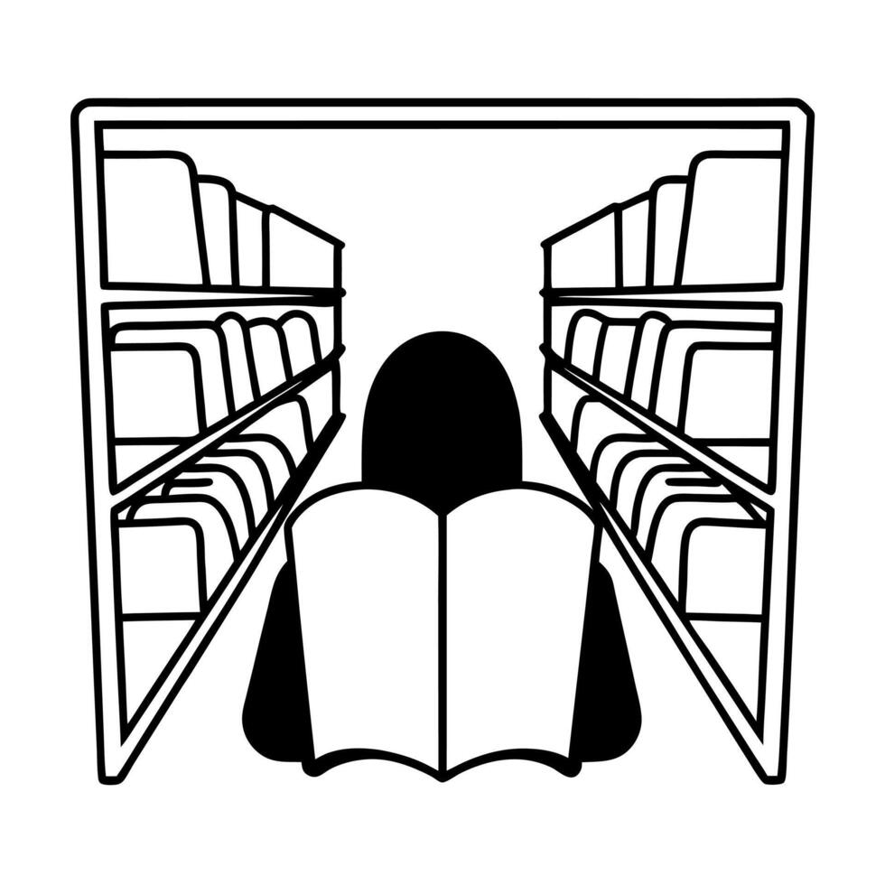 Flat Candid Bookstore Browsing concept as A candid capture of a person intently reading a book in a bookstore aisle set against a white background The camera moves slightly closer Square Square vector