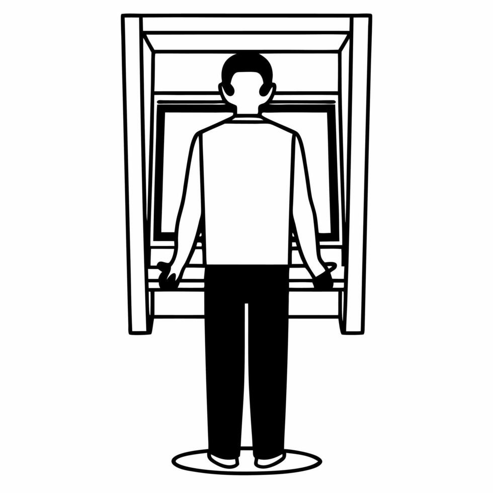 Flat Candid ATM Withdrawal concept as A candid capture of a person using an ATM machine set against a white background The camera captures from an angle that focuses on the action Square Square vector