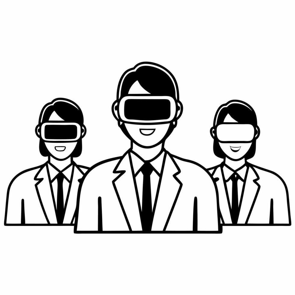 Flat Candid Virtual Reality Innovation Session concept as A candid shot of professionals experimenting with virtual reality headsets to explore environmental solutions set against Square Square vector