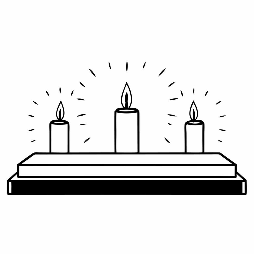 Flat Candle flame outline podium concept as Wide shot of a podium covered in simple white candle flame outlines Camera slowly zooms in on the flames suggesting inner light Symbol Square Square vector