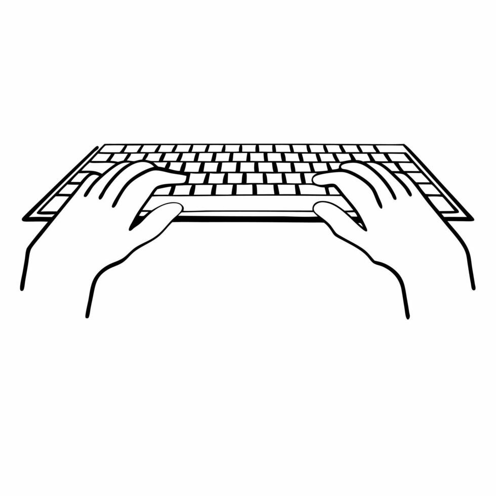 Flat Close up of Hands Typing on Green Energy Keyboard concept as A macro shot of hands typing on a keyboard with keys depicting green energy symbols The camera angle captures the Square Square vector