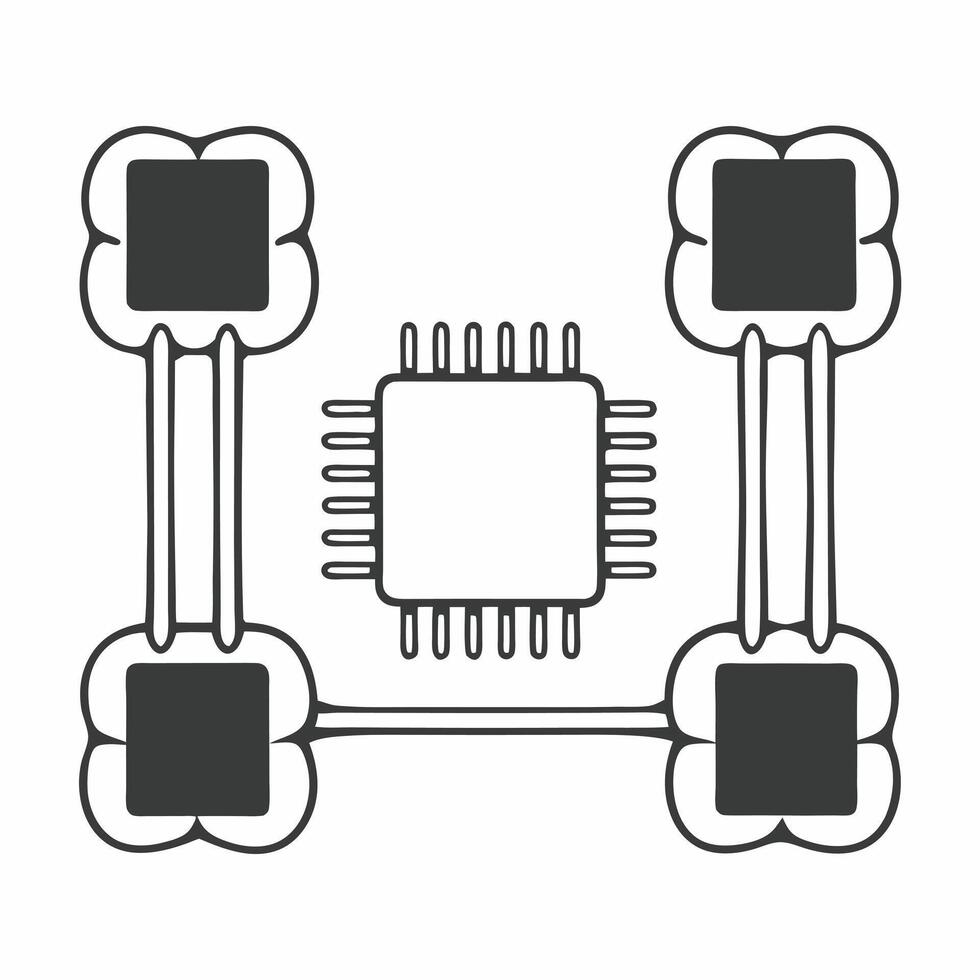 Flat Cognitive enhancement nanobots concept as Macro view of white nanobots representing cognitive enhancement Camera follows the nanobots as they interact suggesting improved neu Square Square vector