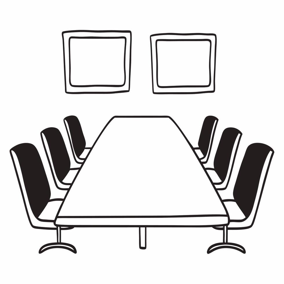 Flat Conference Table with Holographic Chart and Leaf concept as A conference table on a glossy white floor has two holographic icons hovering above a rising chart and a green leaf Square Square vector