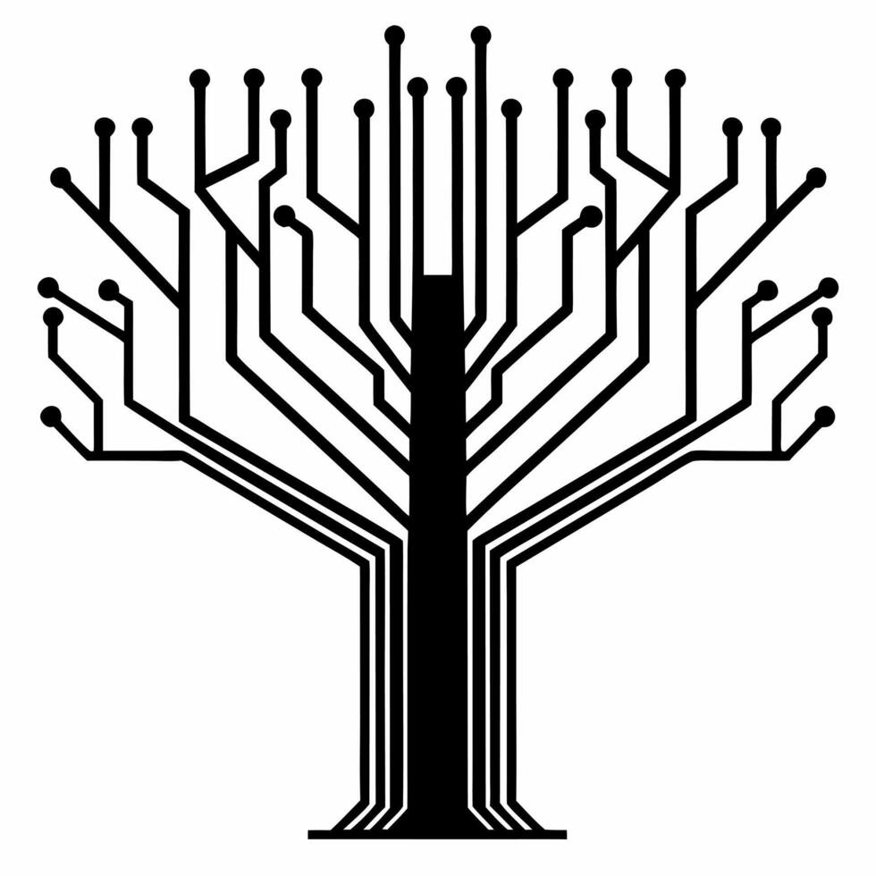 Flat Digital art Sustainable innovation tree concept as Close up of a digital tree trunk formed by streaming data Camera moves upward to reveal branches made of interconnected sus Square Square vector