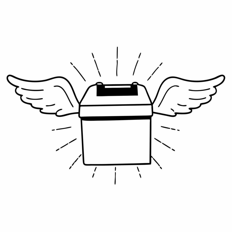Flat Floating ballot box with wings concept as Close up of a ballot box with ethereal wings hovering against a white background Camera slowly rotates around the box revealing intr Square Set 2 Square vector