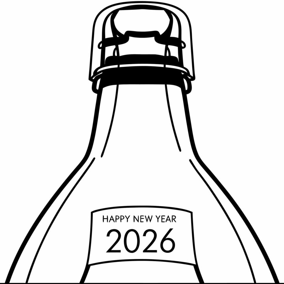 Flat Floating Champagne Bottle Neck concept as An isolated champagne bottle neck floating against a white background symbolizing the anticipation and preparation for Happy New Year Square Square vector