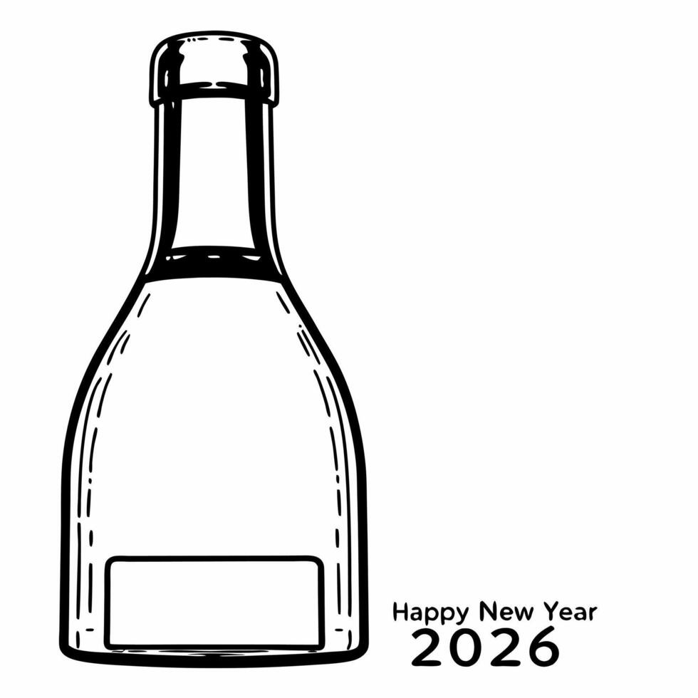 Flat Floating Champagne Bottle Foil concept as An isolated champagne bottle foil floating against a white background symbolizing the anticipation and preparation for Happy New Year Square Square vector