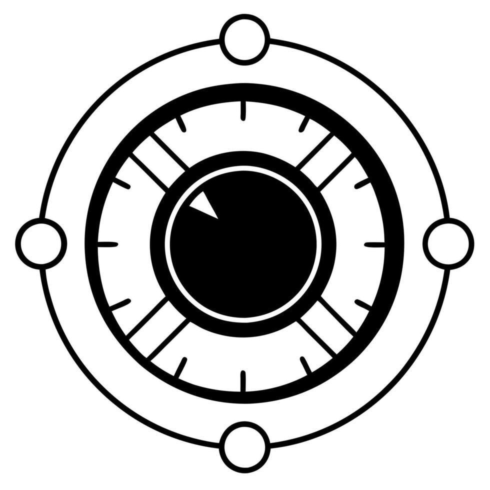 Flat Floating debate timer with orbiting rebuttal points concept as Close up of a debate timer floating in space with rebuttal points orbiting around it like clock hands Camera sl Square Square vector