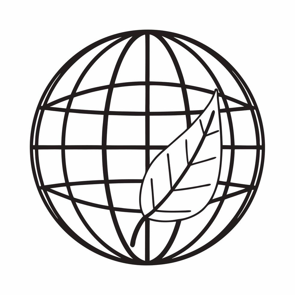 Flat Floating Globe Overlaid with Leaf concept as A globe overlaid with a leaf floats mid air against a white background The camera captures a centered view to emphasize global en Square Square vector