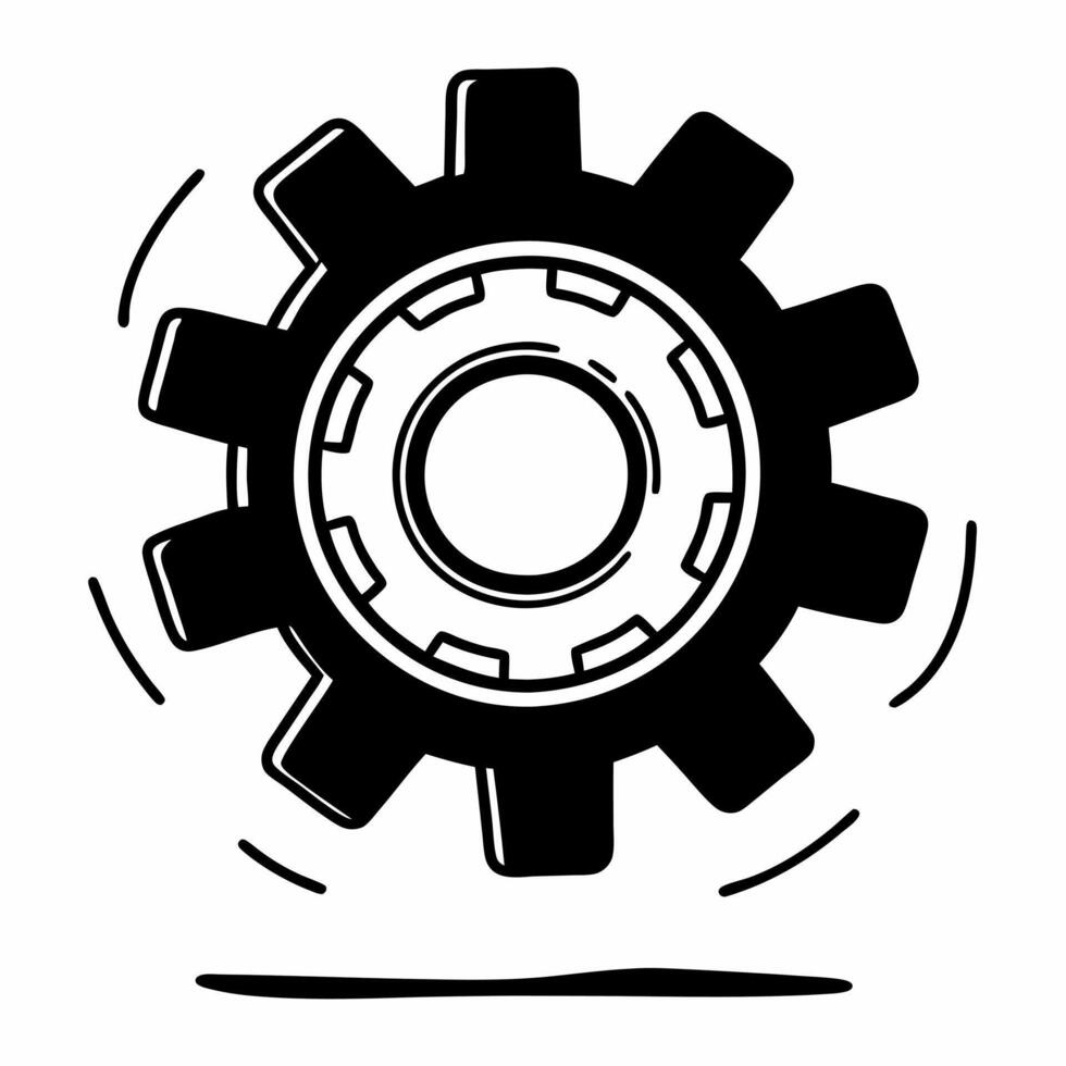 Flat Floating Hand Turning Gear concept as A hand turning a gear floats mid air against a white background The camera angle captures movement emphasizing action and innovation in Square Square vector