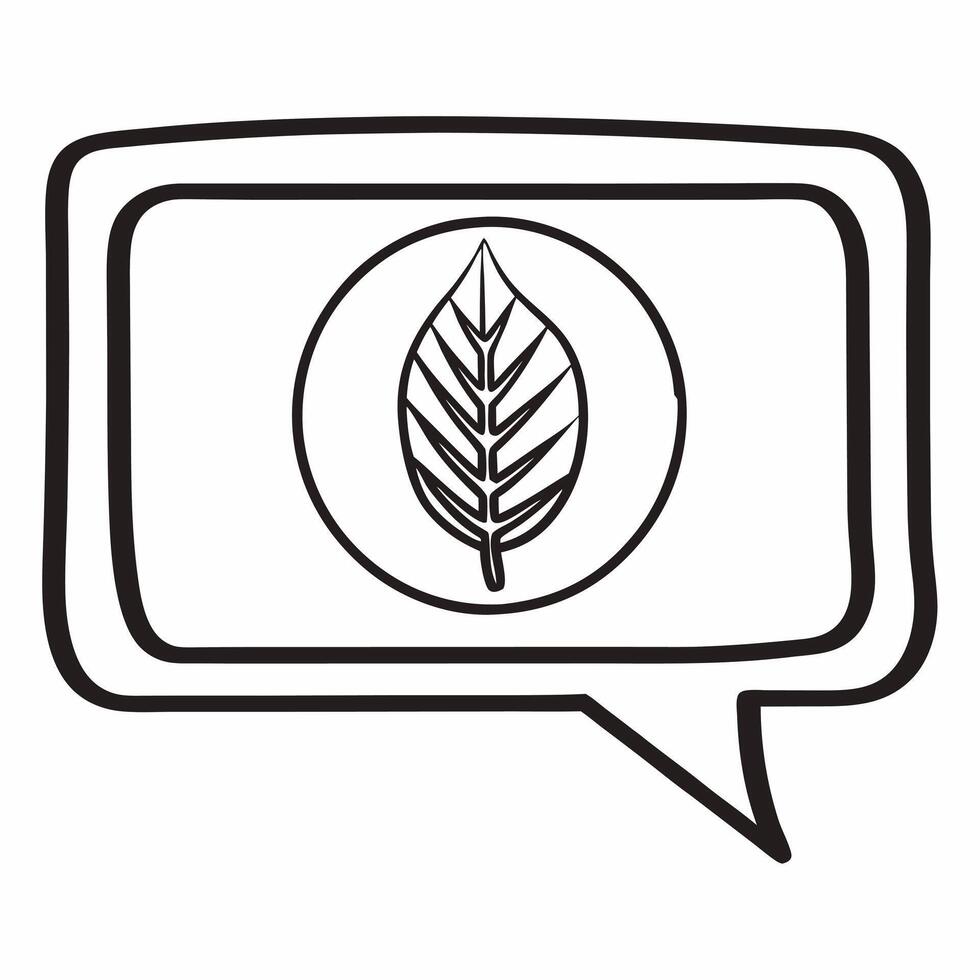 Flat Floating Leaf within Chat Bubble concept as A green leaf enclosed within a chat bubble floats mid air against a white background The camera angle is centered to emphasize env Square Square vector