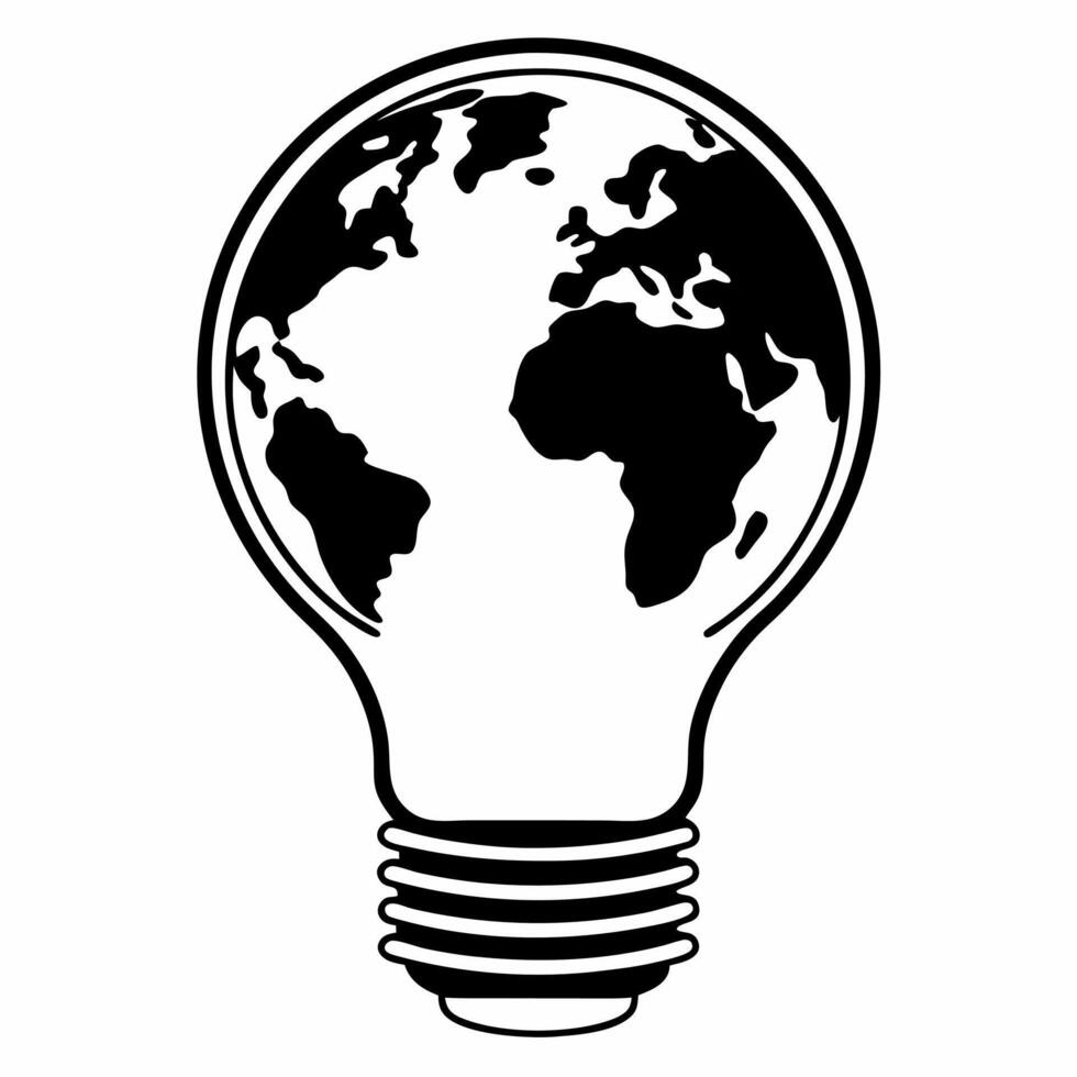Flat Floating Light Bulb with Earth concept as A light bulb encompassing the Earth floats mid air against a white background The camera angle is centered to emphasize global ideas Square Square vector