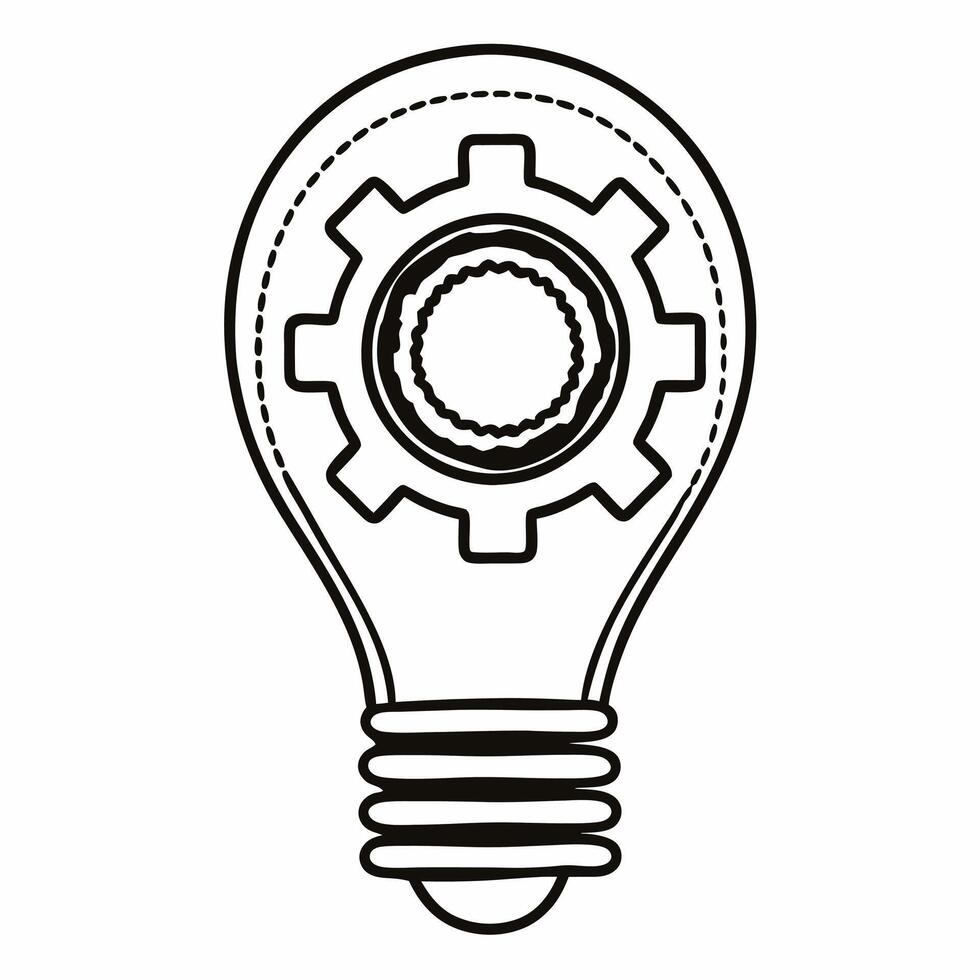 Flat Floating Light Bulb and Gear concept as A light bulb intertwined with a gear floats mid air against a white background The camera focuses on the fusion point highlighting inn Square Square vector