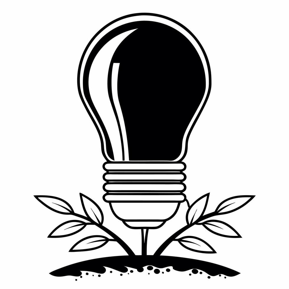 Flat Floating lightbulb with sprouting leaves concept as Close up of a lightbulb suspended in mid air with small green leaves sprouting from its base Camera slowly rotates around Square Square vector