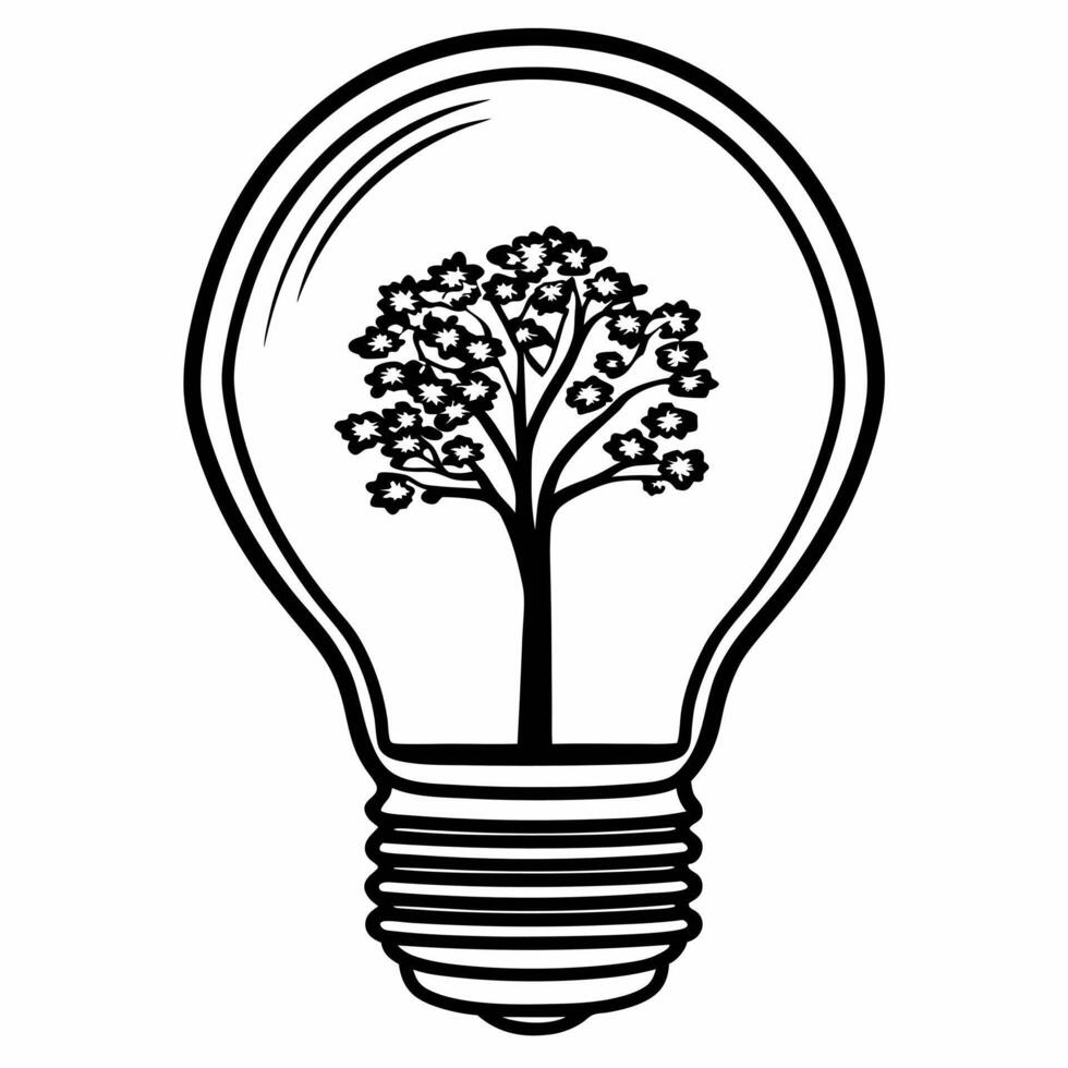 Flat Floating Light Bulb with Tree Inside concept as A light bulb containing a small tree floats mid air against a white background The camera focuses on the bulb symbolizing inno Square Square vector