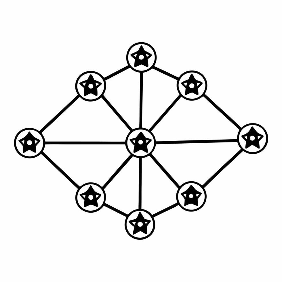 Flat Floating network of interconnected ESG icons concept as Wide shot of a floating network structure composed of interconnected ESG related icons Camera moves through the networ Square Set 2 Square vector
